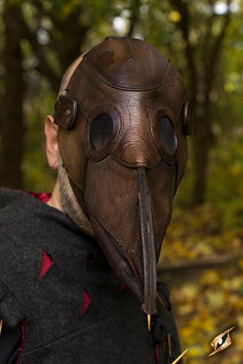 Leather mask plague doctor, brown