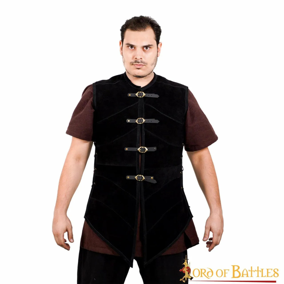 Leather jerkin Belon, black
