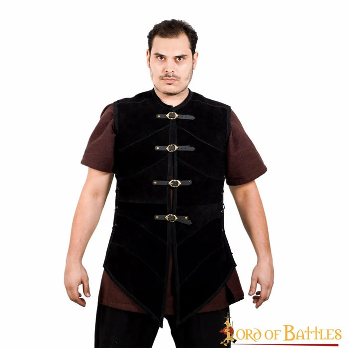 Leather jerkin Belon, black