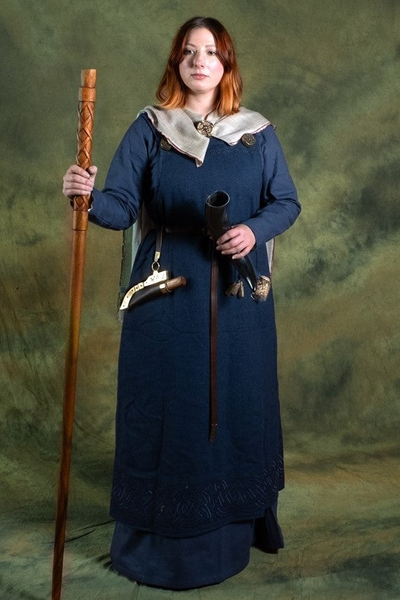 Middeleeuwse jurk Freya, blauw