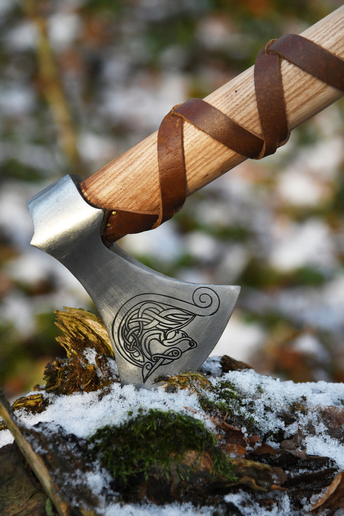Viking axe, type G, engraved, semi-sharp
