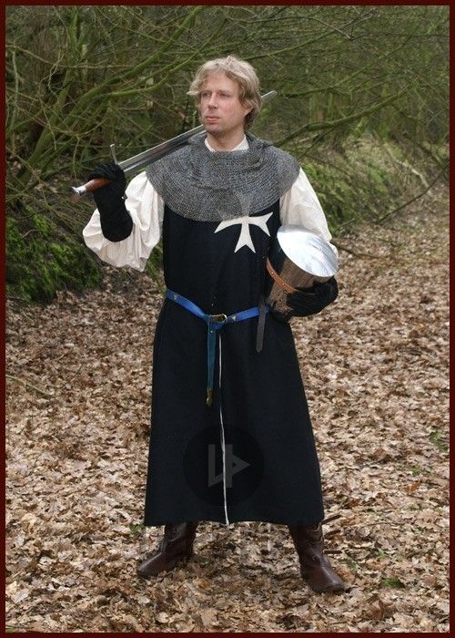 Historical Hospitaller surcoat, wool blend, black
