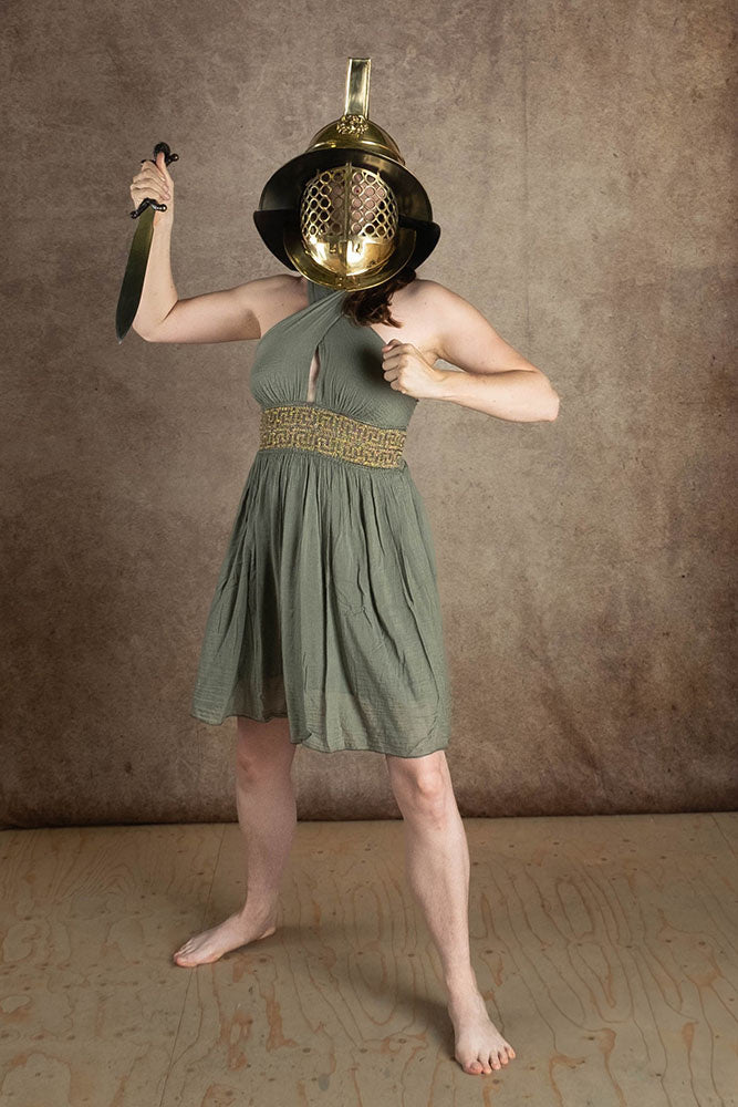 Goddess Dress Persephone, short, nature green