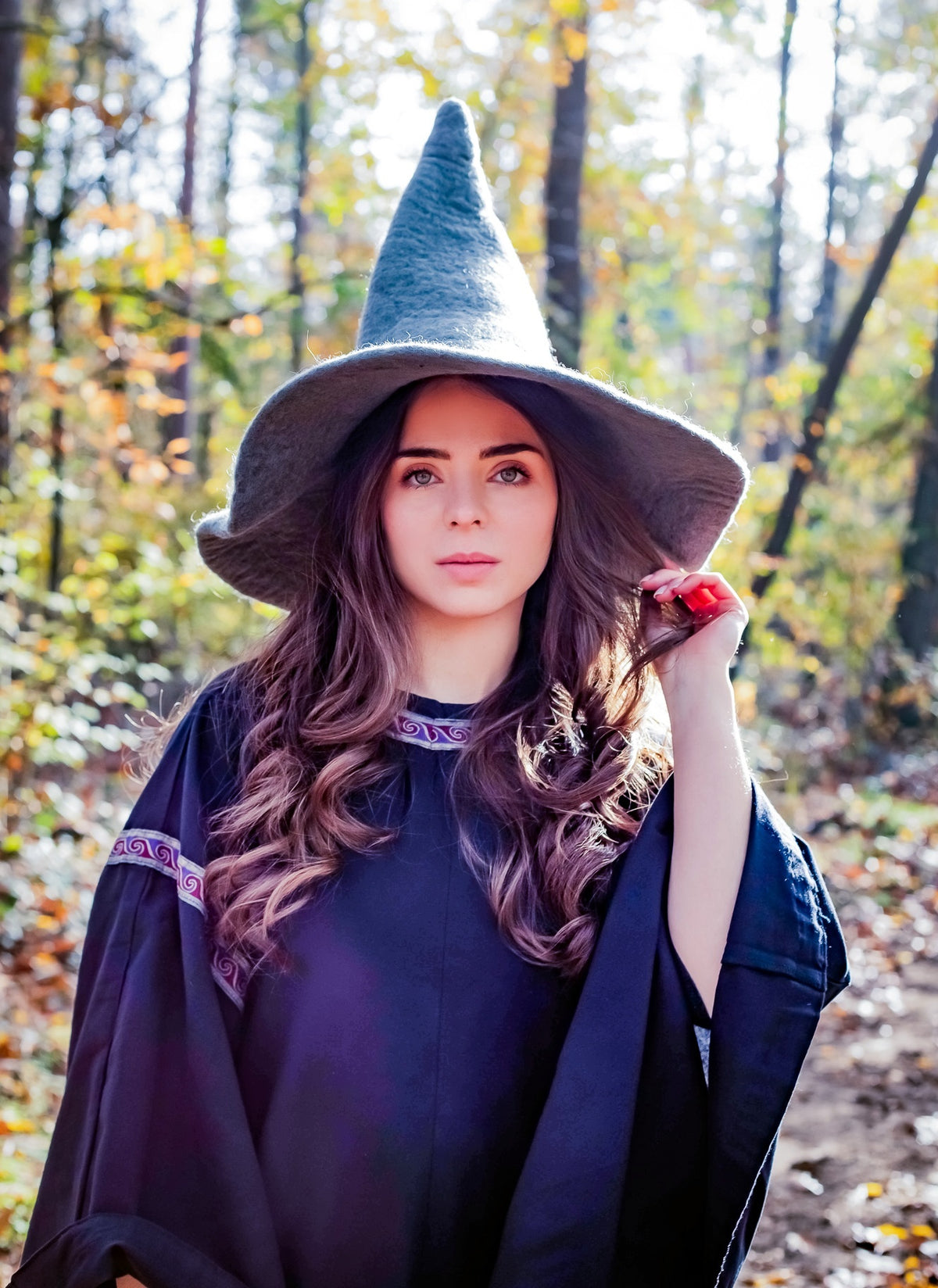 Witches hat, grey, wool felt