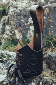Drinking horn holder Triquetra, dark brown