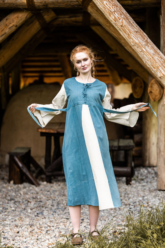 Dress Belle, light blue-cream