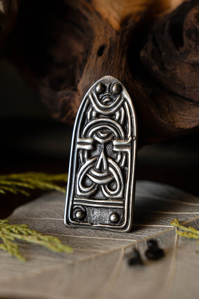 Anglo-Saxon belt end, silver-plated