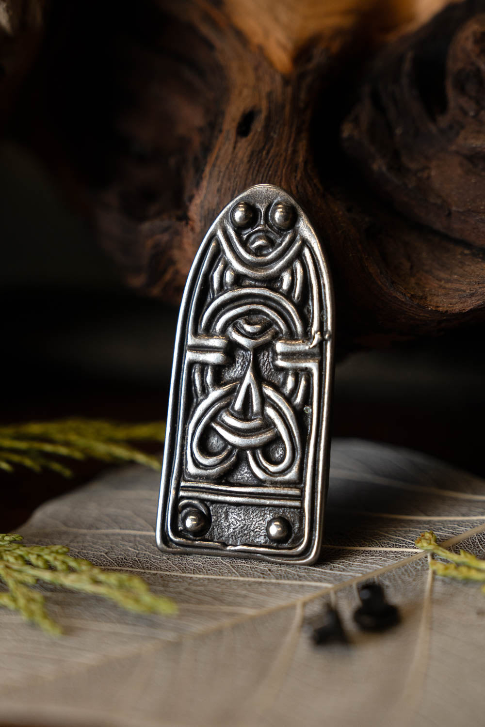 Anglo-Saxon belt end, silver-plated