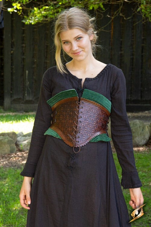 Leather corset margot, green