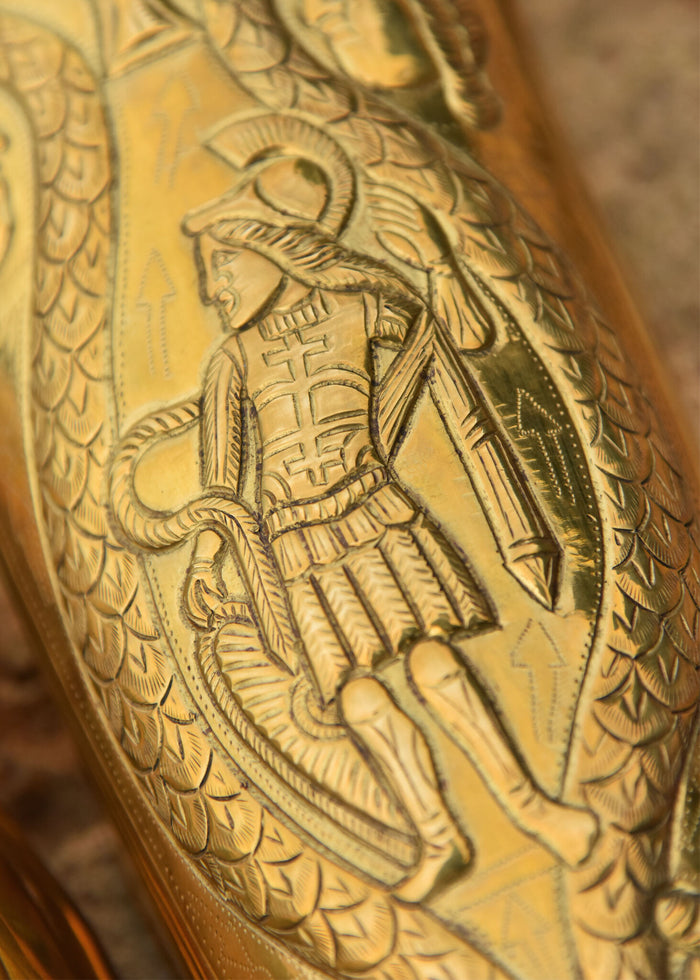 Praetorian Guard greaves, ocrae, brass, 1–1.2 mm