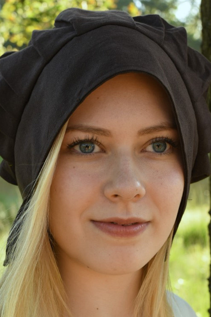 Pleated Baroque Coif Amsterdam, black