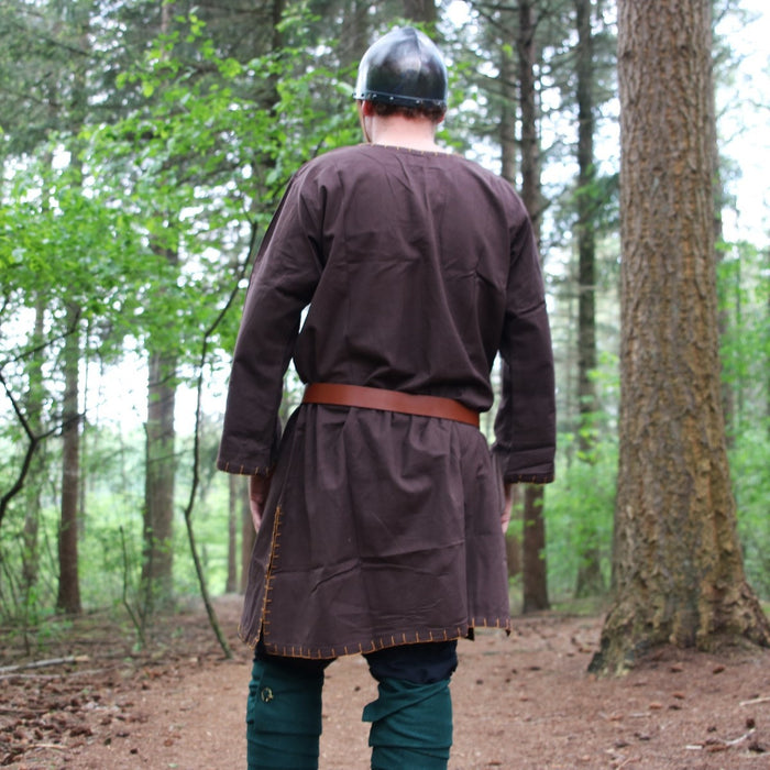 Germanic Thorsberg tunic with authentic hem, dark brown