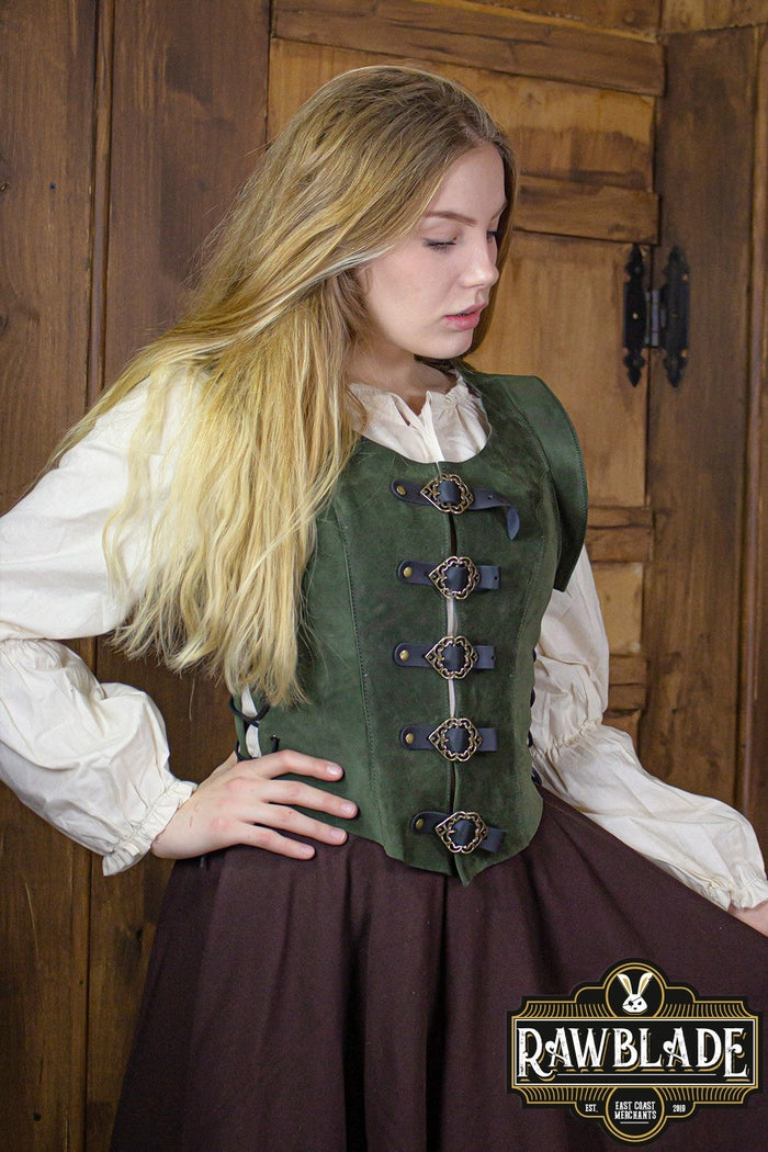 Leather bodice Julienne, green