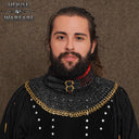 Chainmail standard, black, mixed riveted flat rings, 9 mm, brass edge