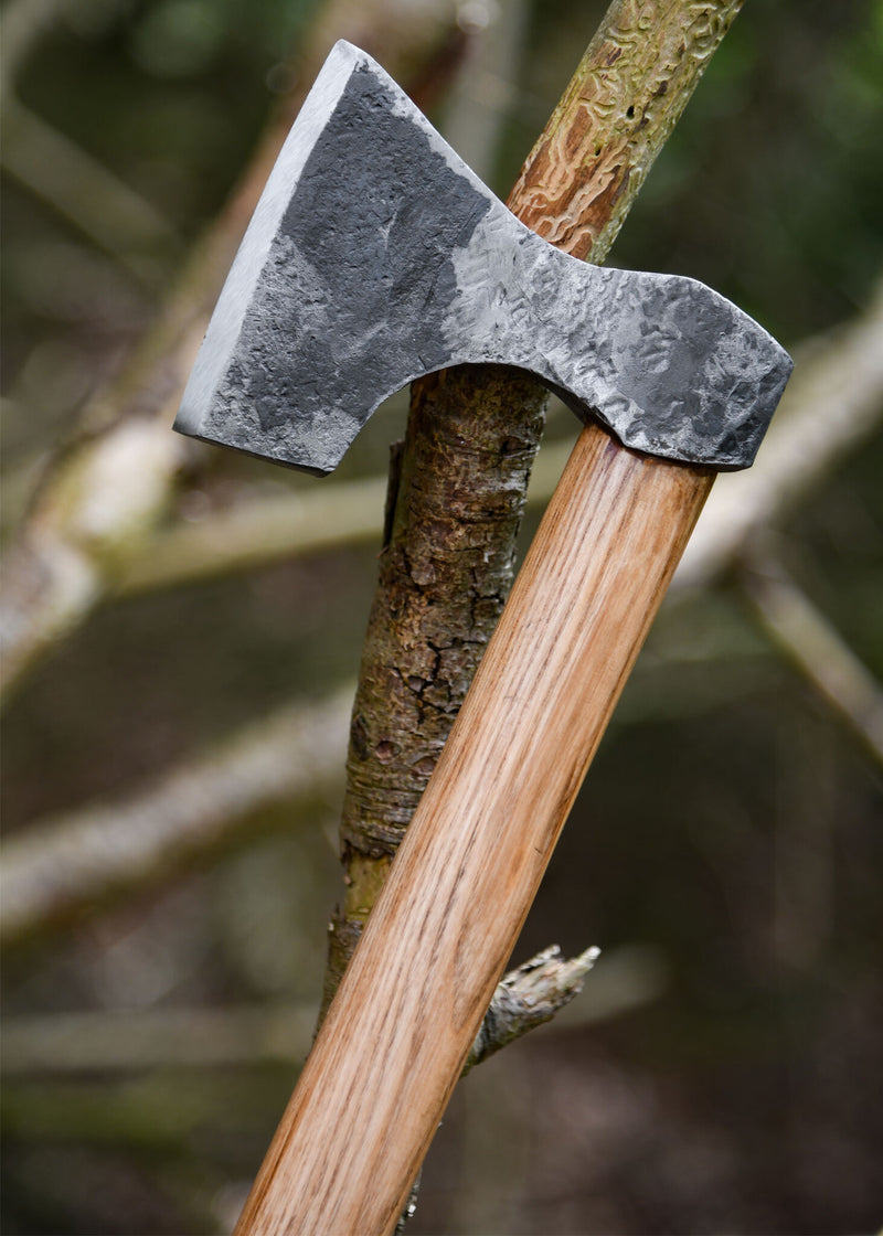Vikingbijl, handgesmeed staal, type D, semi-scherp