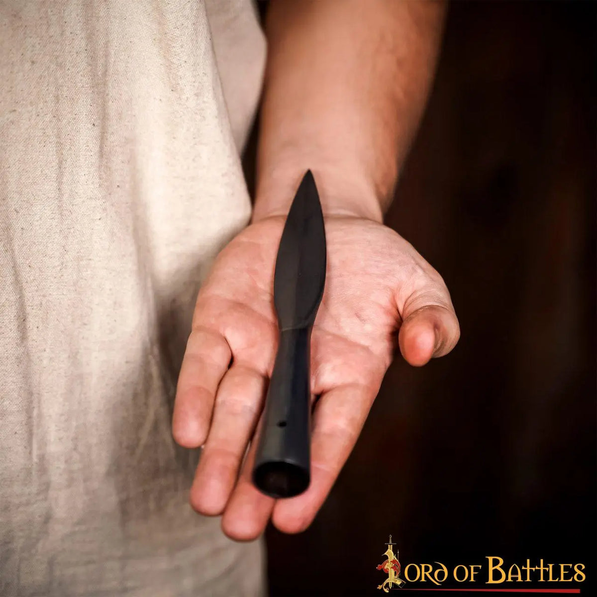 Early medieval leaf-shaped spearhead, bronzed, semi-sharp