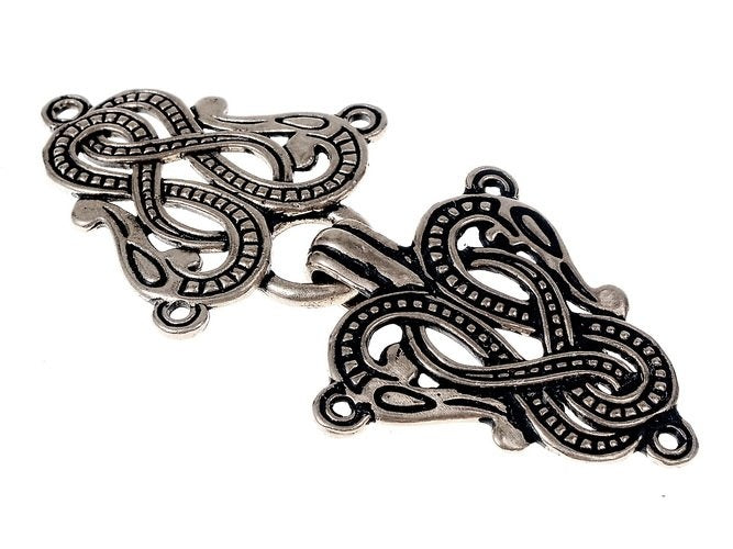 Cloak clasp Midgard snake Urnes style, silvered bronze
