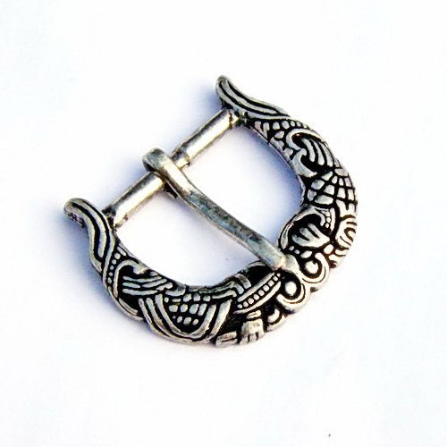 Borre-Jellinge style buckle gripping-beast, silvered