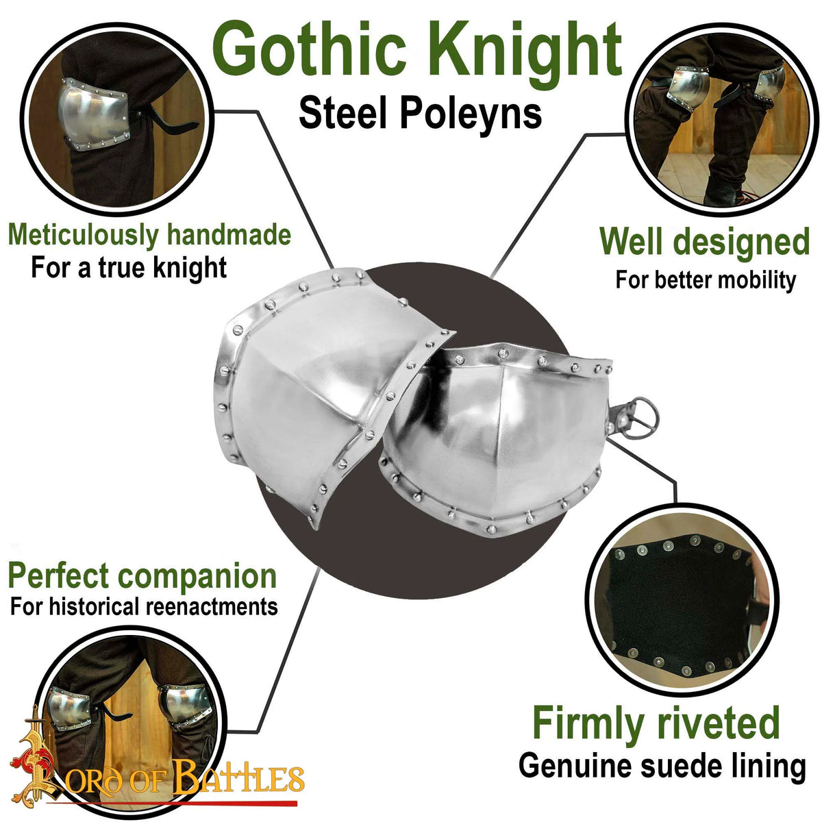 Medieval poleyns, 13th-14th century, 1.6 mm
