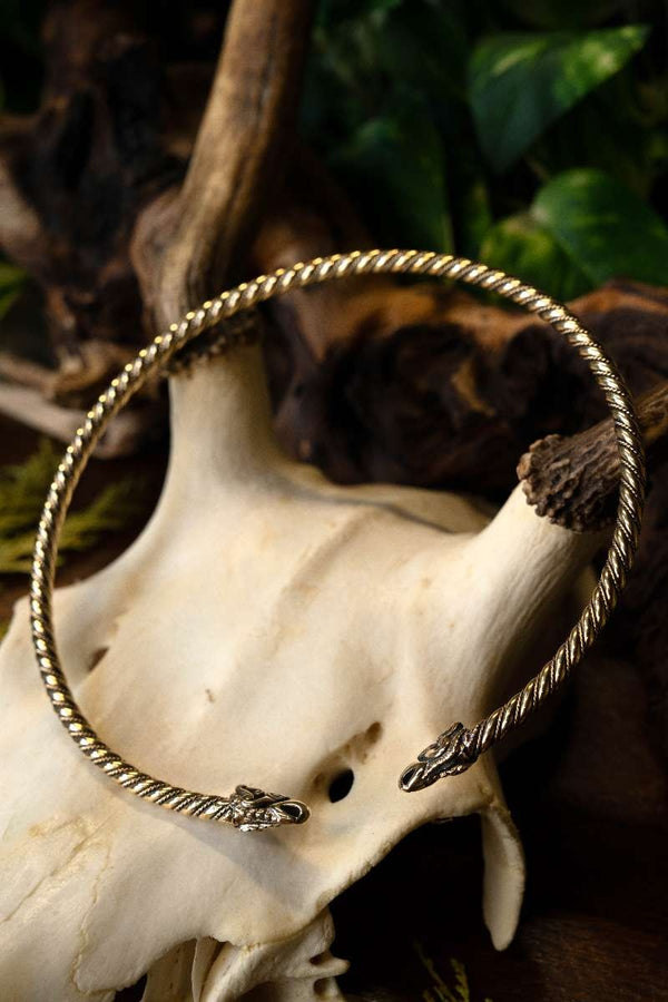 Viking torc Hugin and Munin, bronze