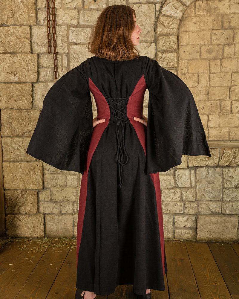 Medieval dress Jasione, black/burgundy