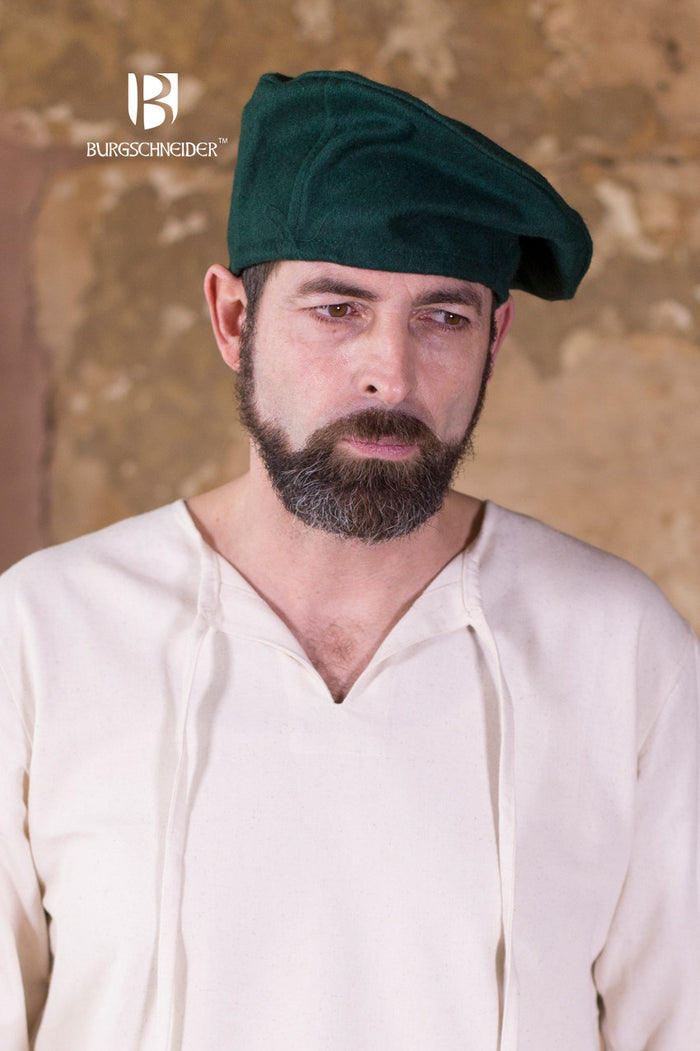 Beret Harald, green, wool blend