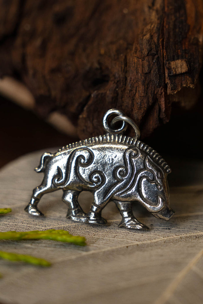 Pictish boar pendant Knocknagael, pewter