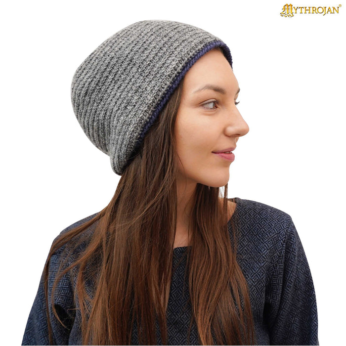 Needle-Bound Hat, 100% Wool, Grey-Blue