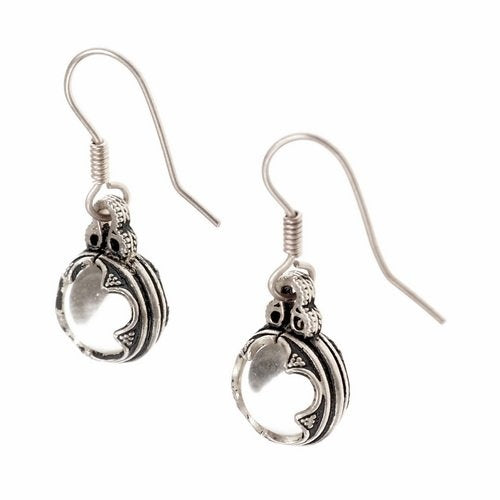 Viking earrings Gotland mountain crystal M, silvered bronze
