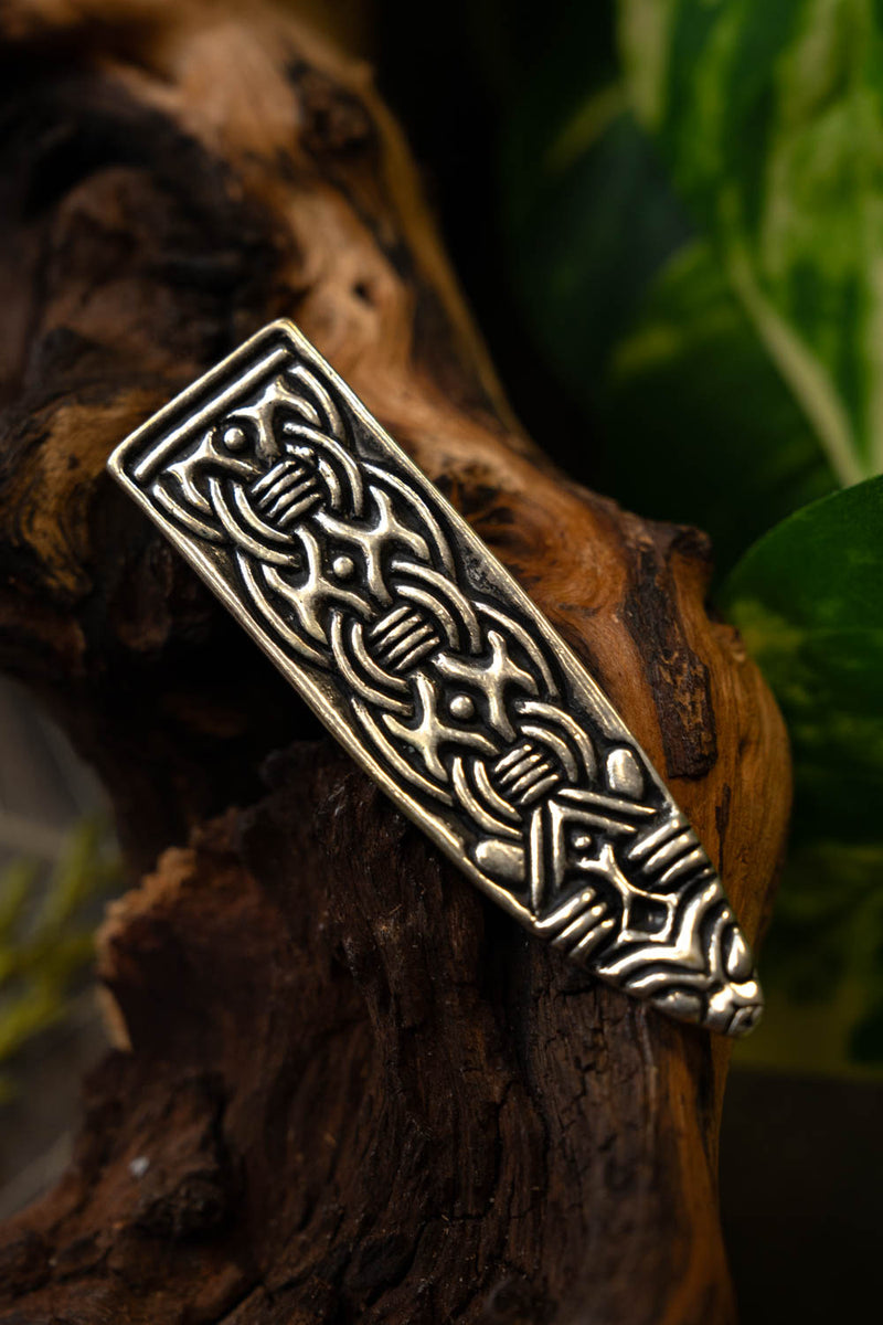 Lengüeta de cinturón vikinga Borre, plateada