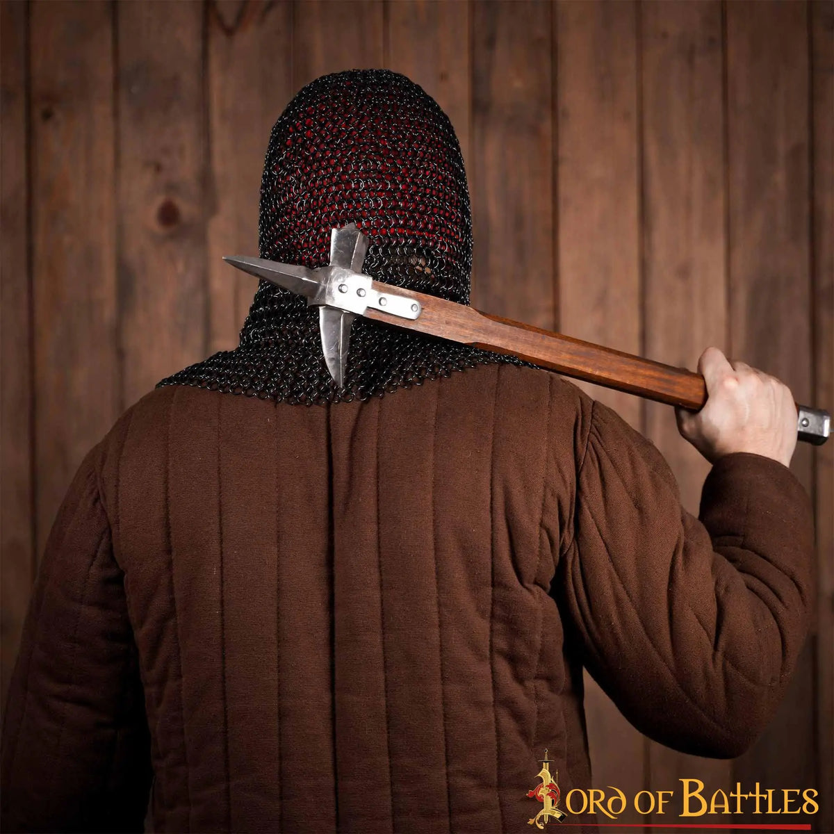 Chainmail coif, black, unriveted round rings