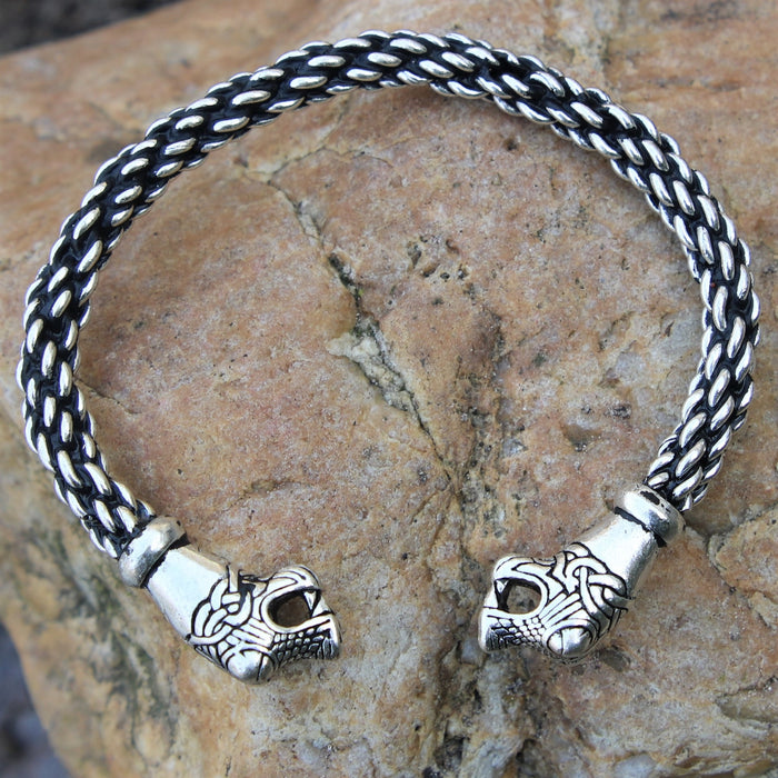 Oseberg Viking bracelet L, silvered bronze
