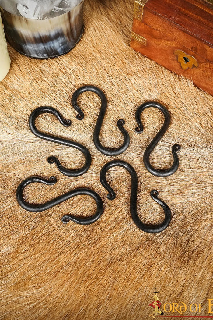 Hand-forged S-hooks set of 5 pieces, 8cm