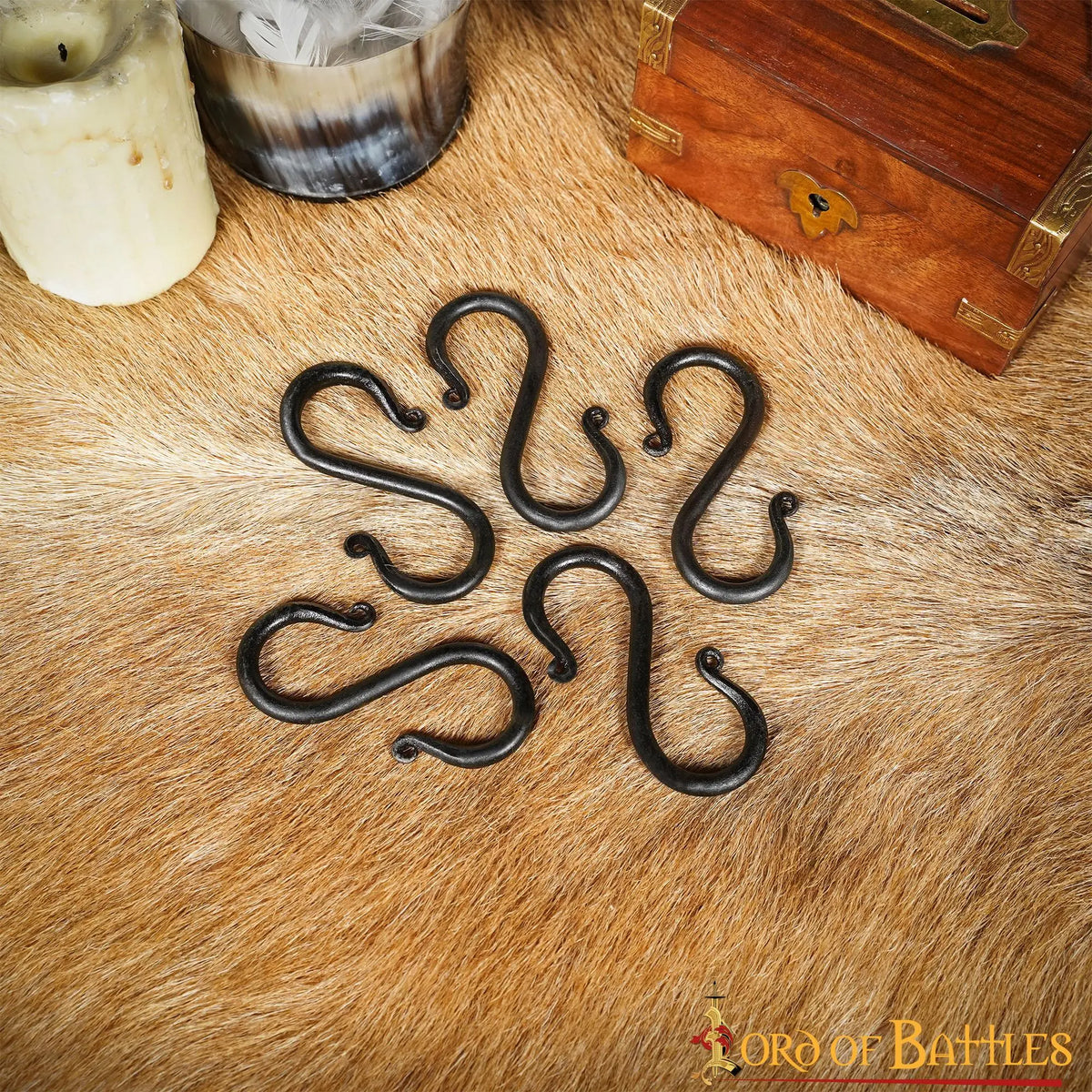 Hand-forged S-hooks set of 5 pieces, 8cm