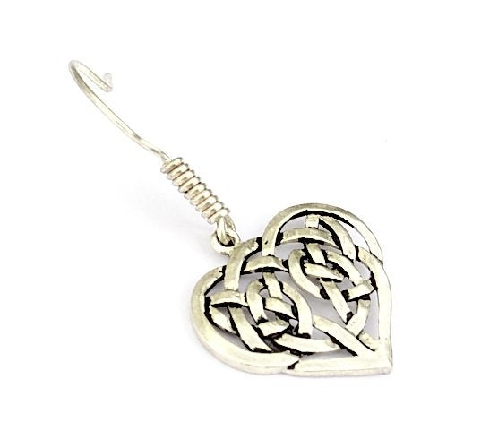 Earrings with Celtic heart, silvered bronze