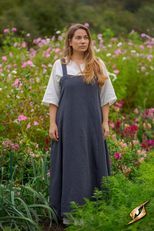 Viking apron dress Frida herringbone, dark grey