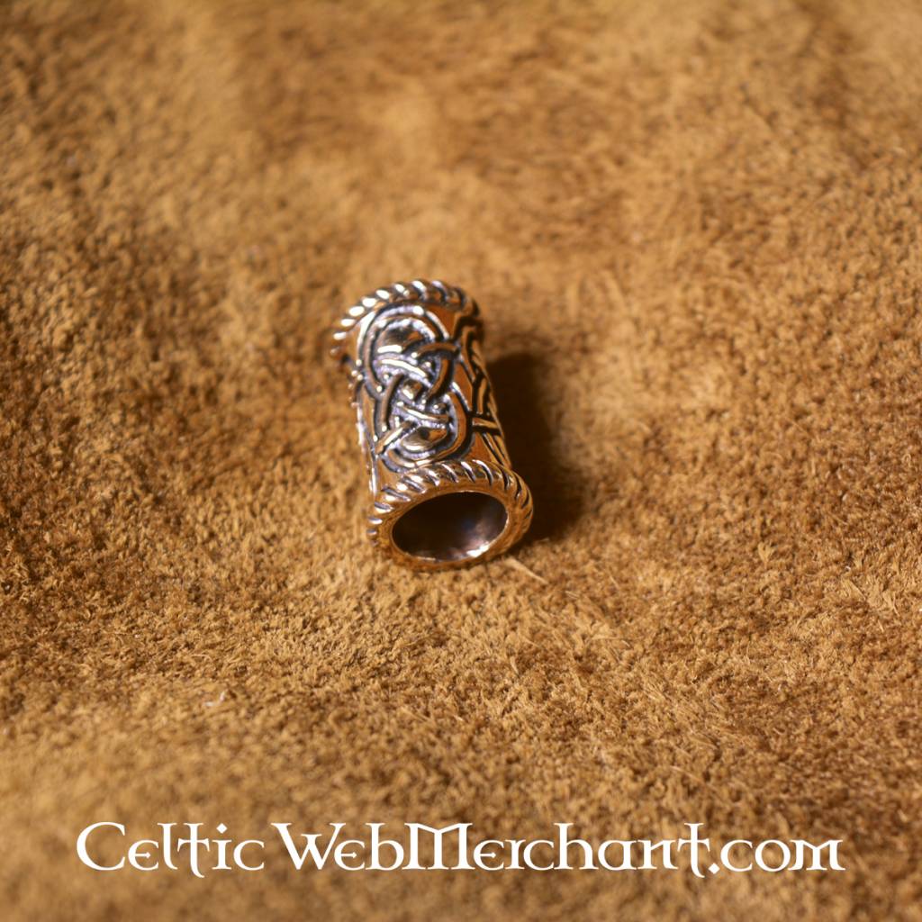 Long Celtic beard bead, bronze