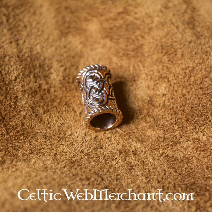 Long Celtic beard bead, bronze