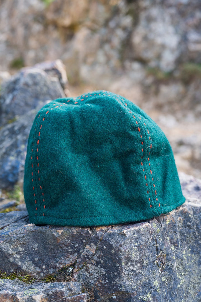 Viking cap Njal, green, wool blend