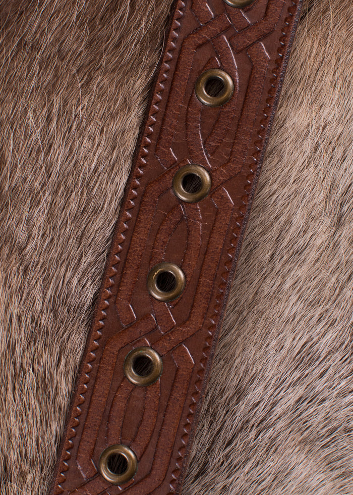 Celtic leather belt, 170 cm, brown