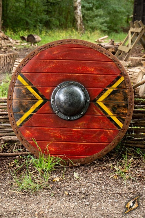 LARP shield Thegn, red, 70 cm