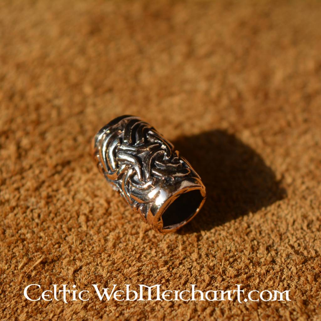 Beard bead with Celtic knot, bronze