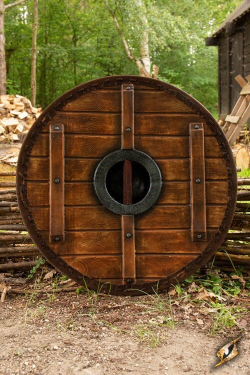 LARP shield Thegn, white-wood, 70 cm