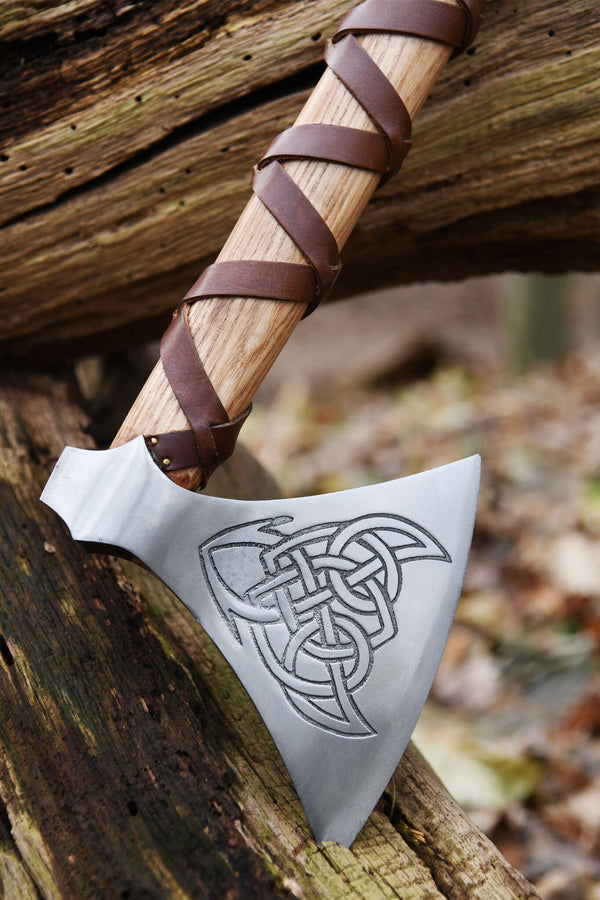 Viking axe, type M, engraved, semi-sharp