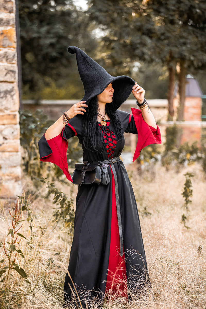 Jurk Eleanora rood-zwart