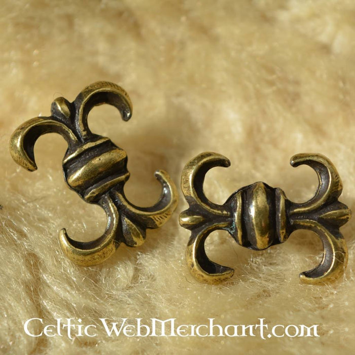 Medieval lily belt fitting (set of 5 pieces), silvered bronze