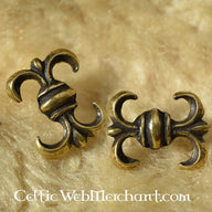 Medieval lily belt fitting (set of 5 pieces), silvered bronze