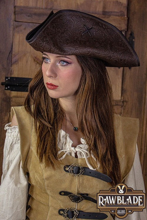 Pirate hat Jack Rackham, deluxe, brown