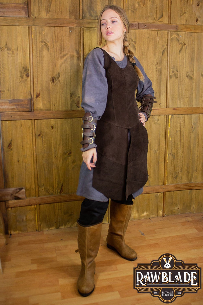Split leather tabard Joanne, brown