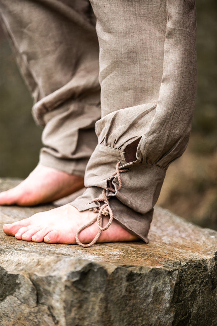 Linen Viking Trousers Odin, grey